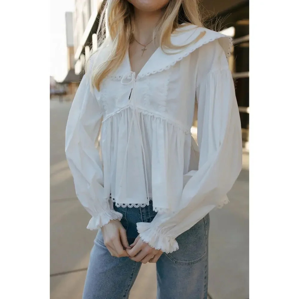 Reformation White Cotton Renna Blouse Top Size 2 - Picture 13 of 13